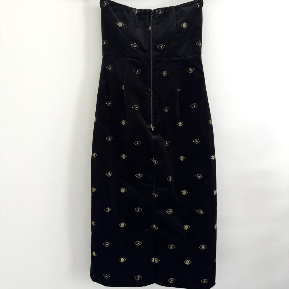 NWT Misa Los Angeles Black Velvet Evil Eye Embroidered Dress - Picture 4 of 5
